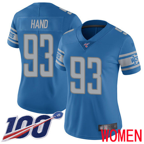 Detroit Lions Limited Blue Women Dahawn Hand Home Jersey NFL Football #93 100th Season Vapor Untouchable